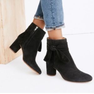 Madewell Black Esme Suede Bow Booties